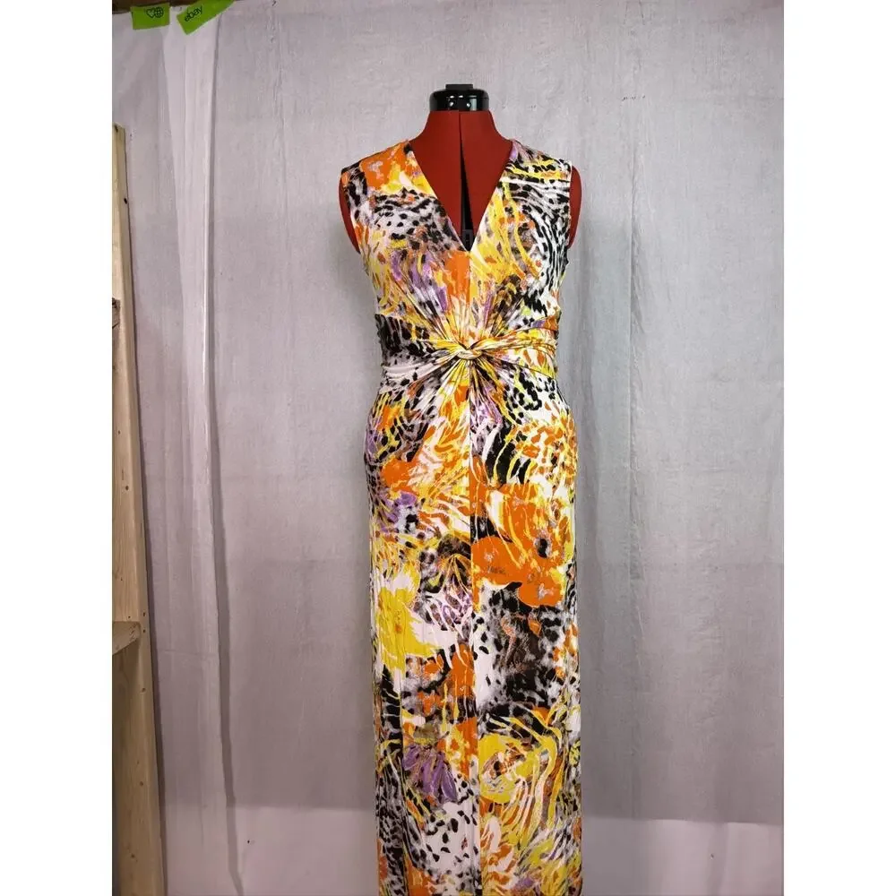 Peter Nygard Women's Sleeveless Maxi Dress Sz 8 Multicolor Animal Print D353 - Picture 1 of 11